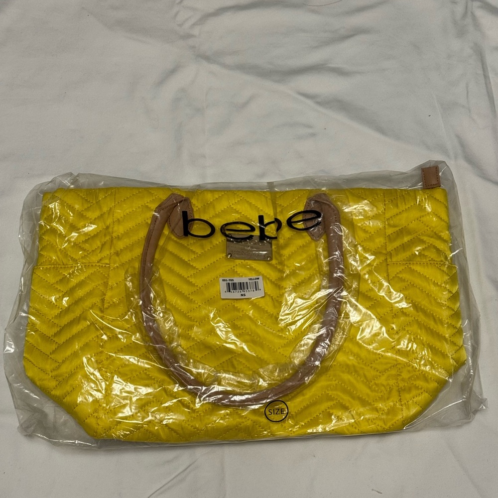 Bebe Vibrant Yellow Quilted Tote